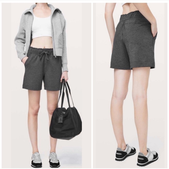 Lululemon Hello Sunday Shorts 4 Heathered Mod Black Modal Stretch - Picture 2 of 13